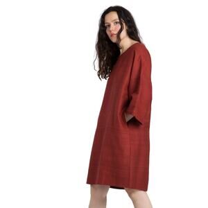 Kaarem Women Phoenix 3/4 Sleeve Boatneck Silk Mini Dress Size Small